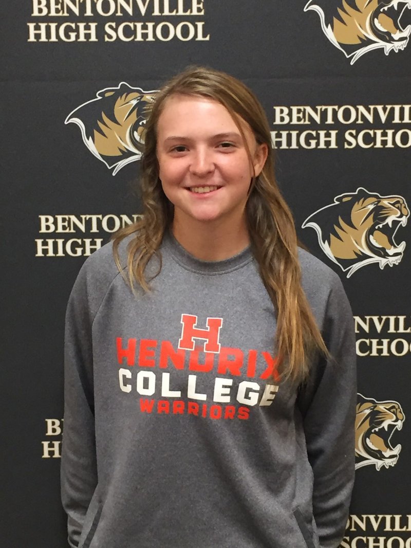 Bentonville High senior Nicole Hendrix signed a national letter of intent to play softball at Hendrix College in Conway.
