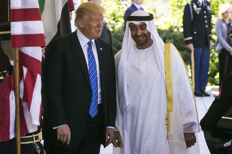 President Donald Trump welcomes Crown Prince Mohammed bin Zayed al-Nahyan of Abu Dhabi to the White House in May 2017.
