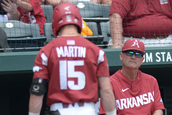 Arkansas Texas A&M Saturday, May 12, 2018, during the inning at Baum Stadium in Fayetteville. 