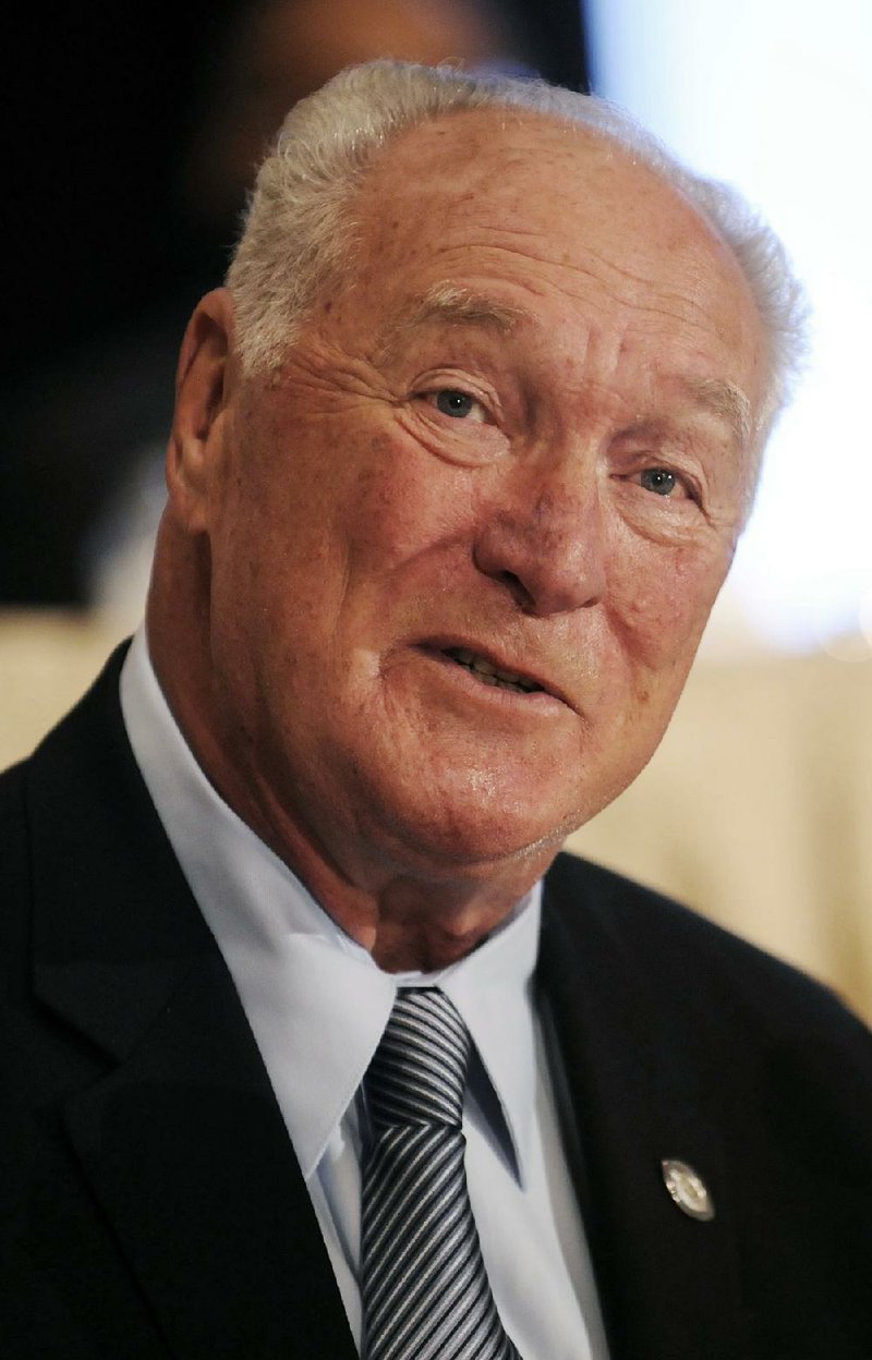 This Dec. 9, 2008, file photo shows former LSU football player Billy Cannon looking on during at the National Football Foundation Hall of Fame news conference, in New York. 