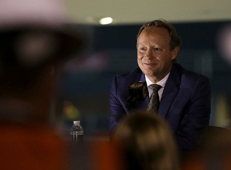 Milwaukee Bucks new head coach Mike Budenholzer speaks at a news conference in the team's new arena Monday, May 21, 2018, in Milwaukee. 