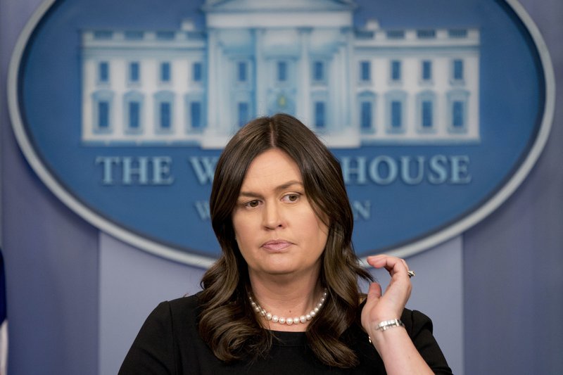 White House press secretary Sarah Huckabee Sanders listens to a question during the daily press briefing at the White House, Tuesday, May 22, 2018, in Washington. Sanders discussed Korea, media access at the EPA and other topics. (AP Photo/Andrew Harnik)