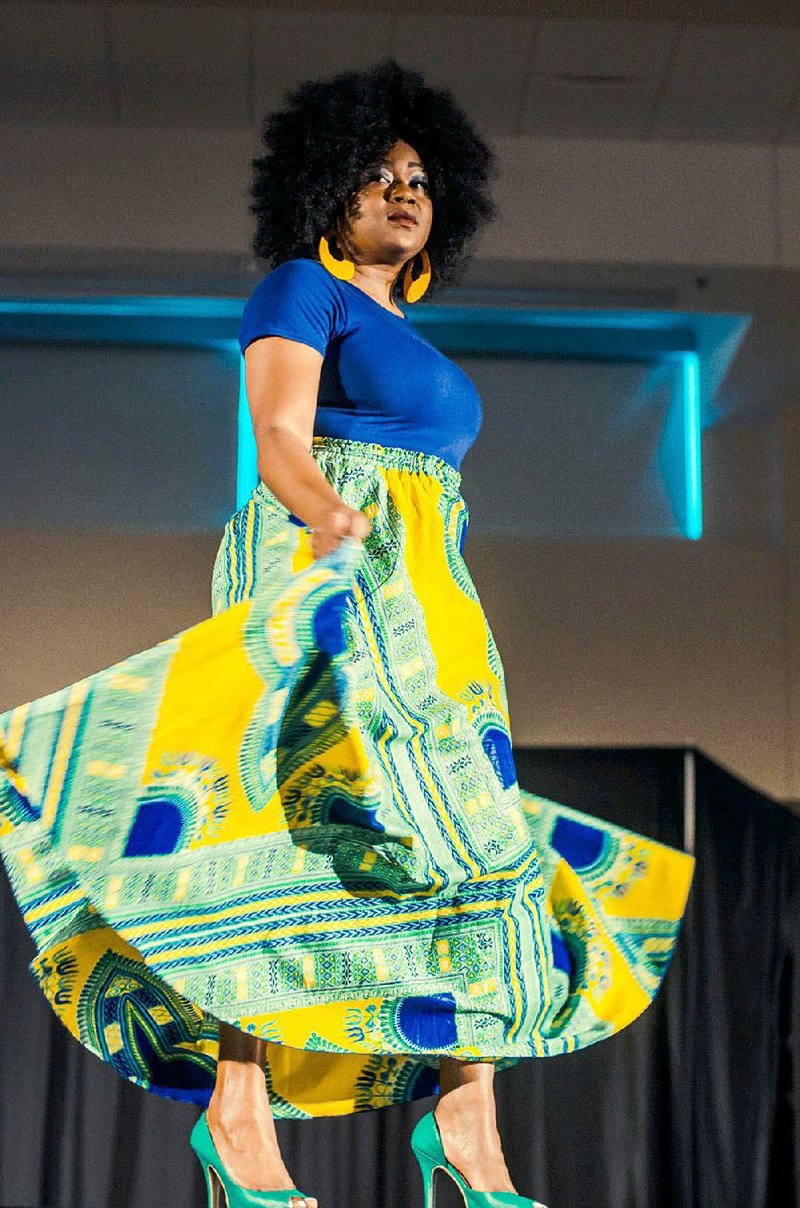 Tickets are on sale for Kurvy Kuties’ ninth annual Little Rock Full Figure Fashion Week, to be held June 22-24. A model shows off a colorful ankara skirt and coordinating top during a previous fashion-week showcase.   