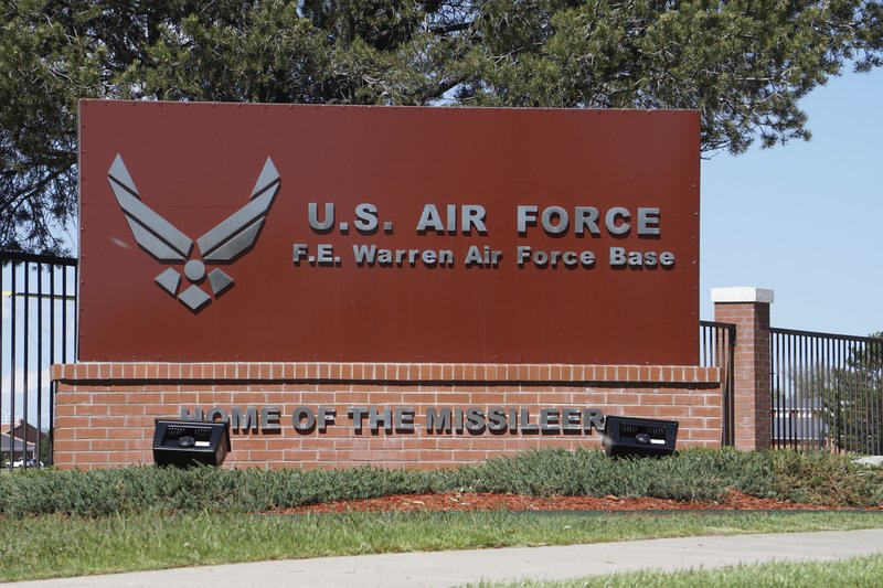 This photo shows the entrance to F.E. Warren Air Force Base in Cheyenne, Wyo. Documents obtained by The Associated Press reveal at least six airmen involved in a drug ring at F.E. Warren were buying, distributing or using the illegal hallucinogen LSD. (AP Photo/Mead Gruver)