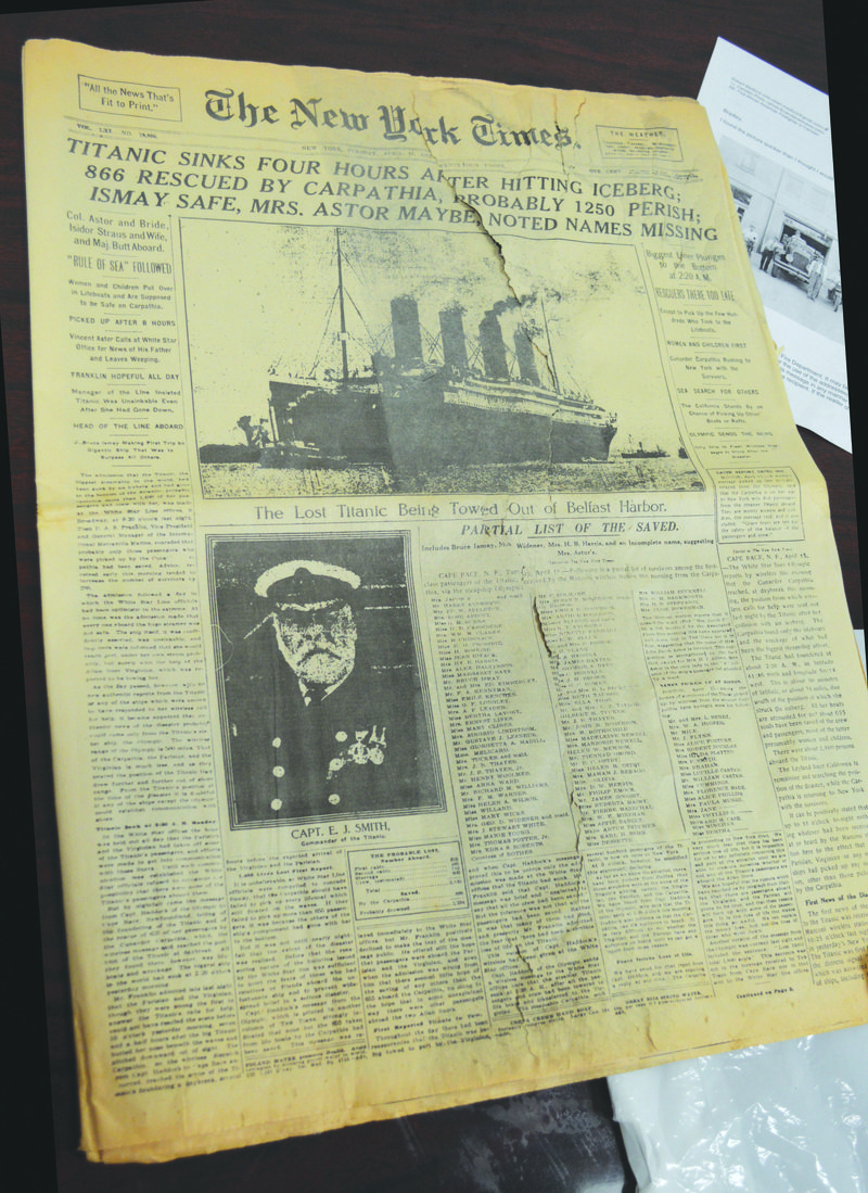 Local man finds original . Times that covers story about Titanic sinking