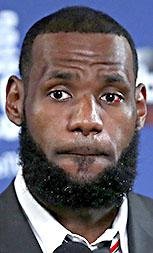 Cleveland Cavaliers forward LeBron James speaks at a news conference after Game 1 of basketball's NBA Finals against the Golden State Warriors in Oakland, Calif., Thursday, May 31, 2018.  (AP Photo/Ben Margot)