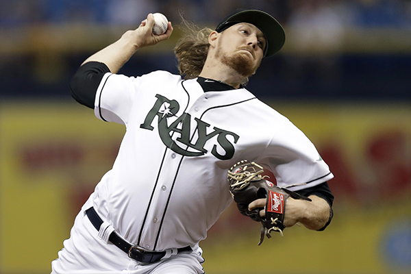 Tampa Bay Rays opening pitcher Ryne Stanek delivers to the Oakland