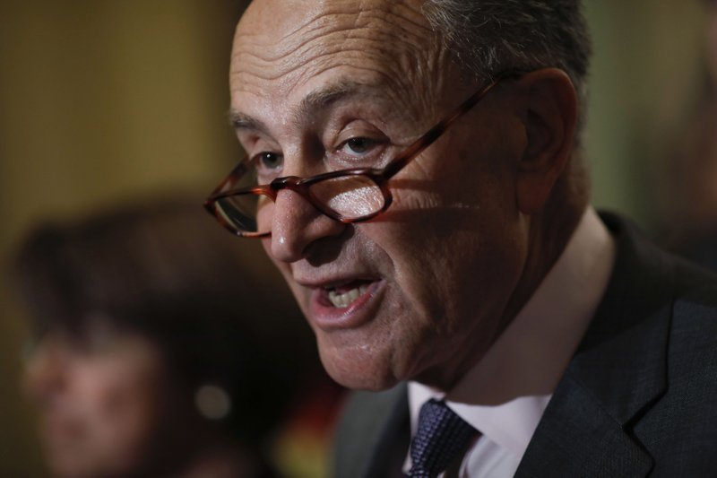 Senate Minority Leader Chuck Schumer, D-N.Y., speaks during a news conference at the U.S. Capitol in Washington on May 8, 2018.