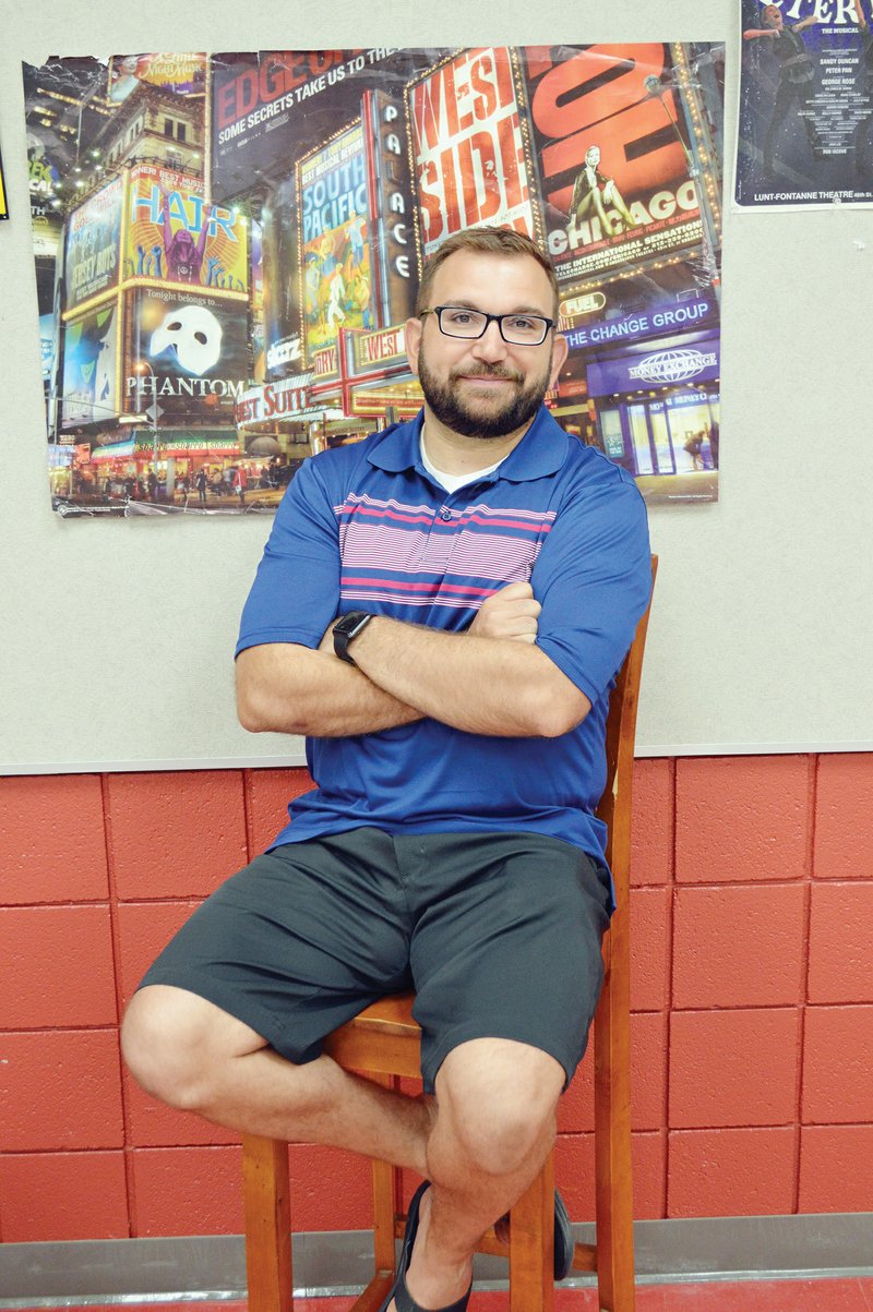 A.J. Spiridigliozzi sits in his classroom at Conway High School, where he teaches theater and stagecraft. The 37-year-old was named the 2019 Conway School District Teacher of the Year. His principal, Jason Lawrence, called Spiridigliozzi “a kid-magnet who relates to students and gets the entire school and community involved.”