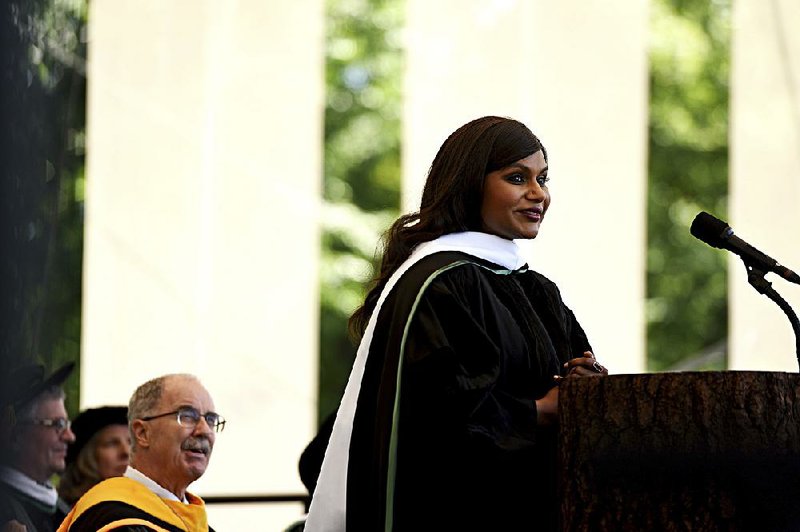 Actor, writer and comedian Mindy Kaling delivers the main address at the Dartmouth College Commencement on Sunday, June 10, 2018, in Hanover, N.H. 