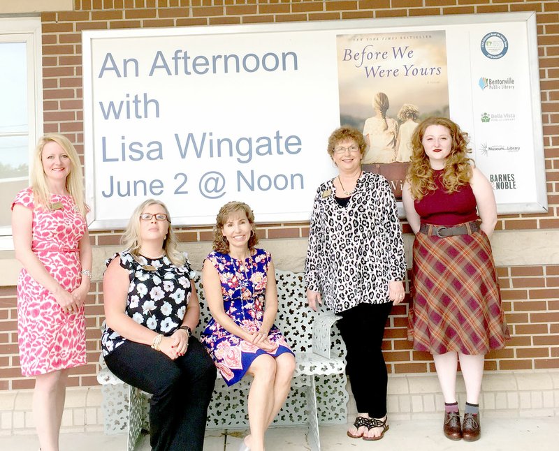 Photo submitted The Bentonville and Bella Vista Public Libraries co-hosted An Afternoon with Lisa Wingate, the kick-off event of her Arkansas Book Tour. The event was sponsored by the Friends of the Bella Vista Public Library and the Friends of the Bentonville Public Library. Pictured (left to right) are Heather Hays, Courtney Fitzgerald, Lisa Wingate, Roxie Wright, and Bailley Kinser.