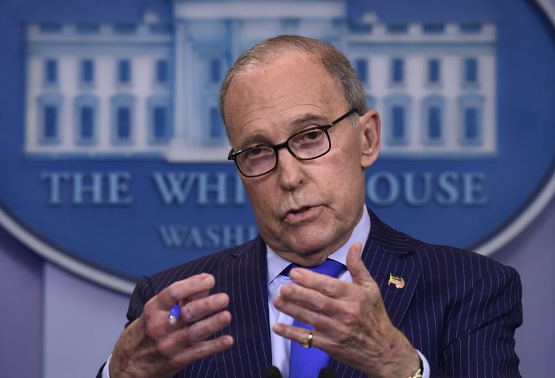 Inn this June 6, 2018, photo, Senior White House economic adviser Larry Kudlow speaks during a briefing at the White House in Washington. (AP Photo/Susan Walsh)