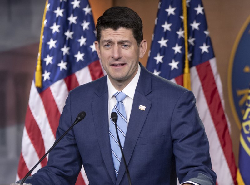 In this June 7, 2018, photo, House Speaker Paul Ryan, R-Wis., takes questions from reporters on Capitol Hill in Washington. Ryan said Thursday he's not comfortable with a Trump administration policy that separates children from their parents at the southern border and said Congress should step in to fix the problem. "We don't want kids to be separated from their parents," Ryan said, adding that the policy is being dictated by a court ruling that prevents children who enter the country illegally from being held in custody for long periods. (AP Photo/J. Scott Applewhite)