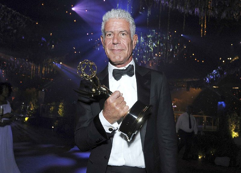 In this Sept. 11, 2016, file photo, Anthony Bourdain, winner of the award for outstanding informational series or special for Anthony Bourdain: Parts Unknown, attends the Governors Ball during night two of the Creative Arts Emmy Awards at the Microsoft Theater in Los Angeles. Bourdain was found dead of an apparent sucicide in his hotel room in France on June 8, 2018, while working on his CNN series on culinary traditions around the world.  