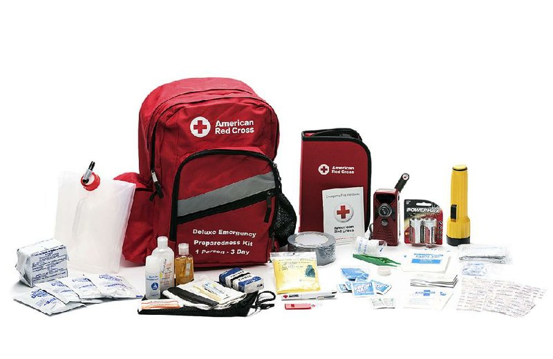 Having the right emergency supplies in a ready-to-grab kit, such as this one from the American Red Cross, can reduce stress during evacuations or disasters.   
