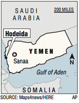 A map showing Yemen
