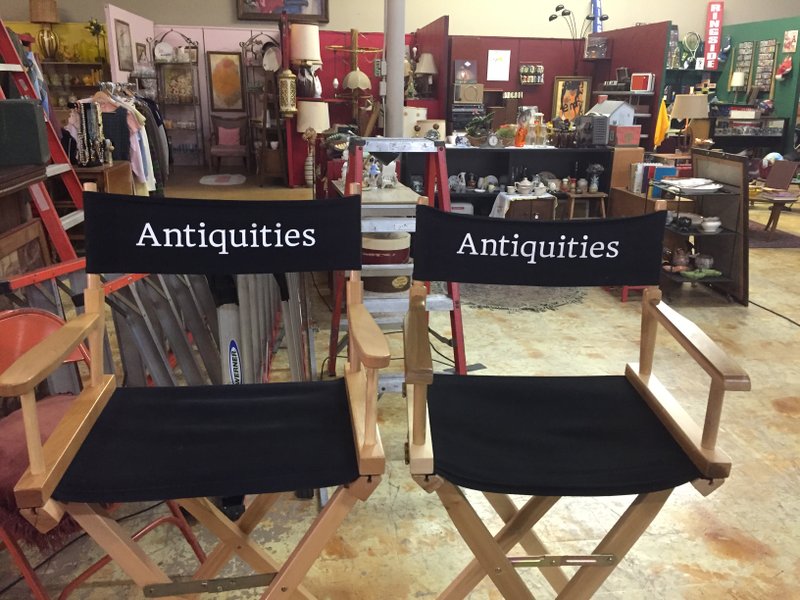 Chairs for the crew of 'Antiquities' are set up in this photo taken during the shoot in North Little Rock's Galaxy Furniture.