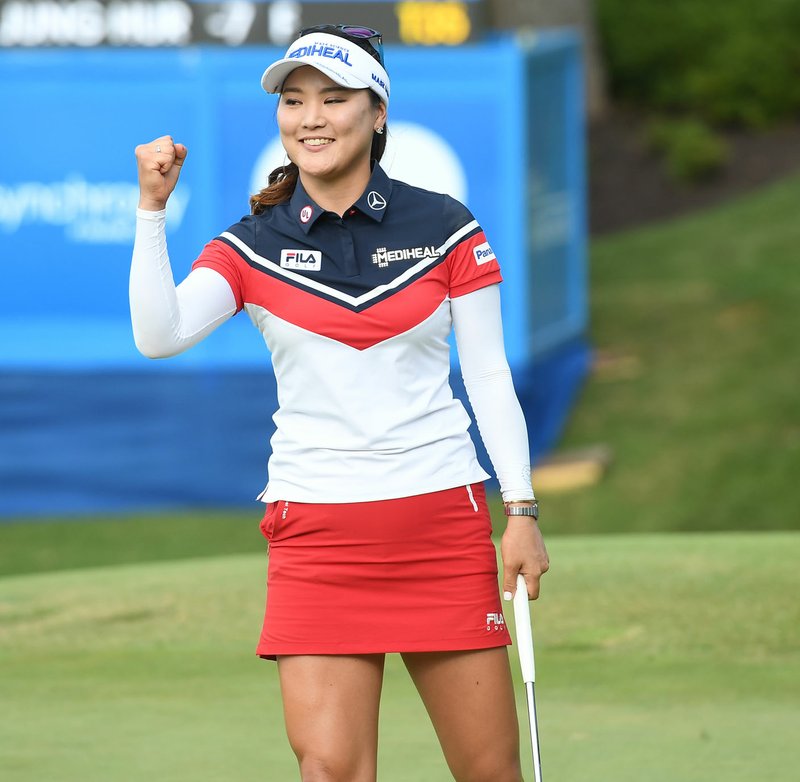 NWA Democrat-Gazette/J.T. WAMPLER So Yeon Ryu celebrates sinking her putt on No. 18 on Sunday June 25, 2017 at the Walmart NW Arkansas Championship at Pinnacle Country Club in Rogers. Ryu finished with a record 18-under par to win the tournament. Ryu returns to defend her title this week with a strong field of the top 10 golfers on the LPGA Tour. Tournament play starts Friday and ends Sunday.
