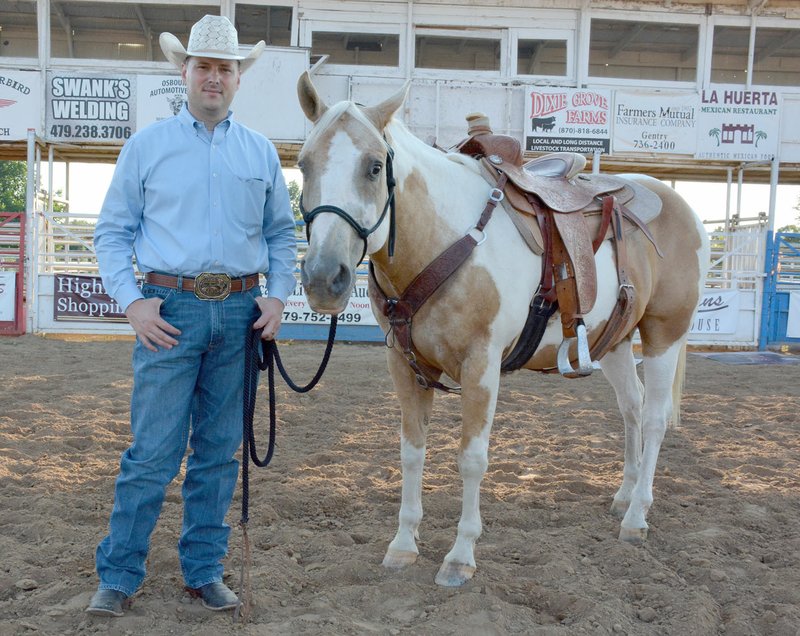 Photo courtesy Graham Thomas Rodeo announcer Jeff Lee and his horse and co-star Dusty will be in action later this month at the Rodeo of the Ozarks in Springdale.