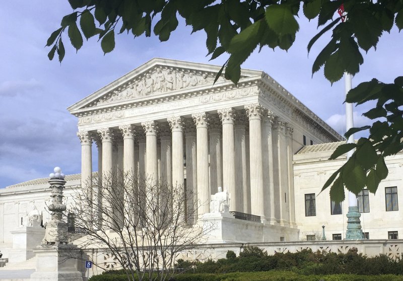 This April 23, 2018, file photo shows the Supreme Court in Washington.  (AP Photo/Jessica Gresko, File)