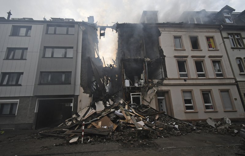 A house is destroyed after an explosion in Wuppertal, Germany, June 24, 2018. German police say 25 people were injured, when an explosion destroyed a several-store building in the western city of Wuppertal. (Henning Kaiser/dpa via AP)