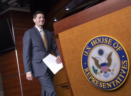 In this June 21, 2018, photo, Speaker of the House Paul Ryan, R-Wis., arrives for a news conference at the Capitol in Washington. House Republicans say they will make another run at immigration legislation in the coming week, but the effort appears all but doomed after President Donald Trump said the bill was a waste of time with no chance of becoming law.