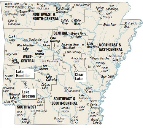 Lake Greeson Fishing Map Fishing Hot Spots