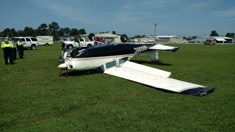 A small plane flipped after a crash landing Thursday morning at the Pocahontas Municipal airport. 