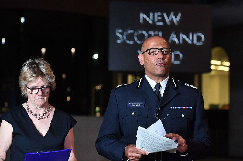 Dame Sally Davies, chief medical officer for England, and Neil Basu, U.K. head of counterterrorism policing, speak Wednesday at New Scotland Yard about a British couple exposed to Russian nerve agent Novichok.  