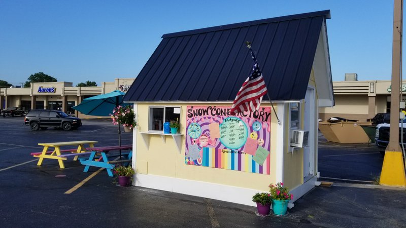 The Snow Cone Factory is in the parking lot at the corner of Mount Olive Street and U.S. 412 in Siloam Springs.