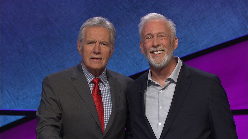 George Holcomb, right, with "Jeopardy!" host Alex Trebek. 