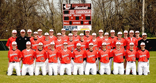 Photo courtesy of LifeTouch National Studios Six players from Farmington's 2018 baseball team that went 15-10 overall and 7-6 in league play were named to the 5A West All-Conference baseball team. The Cardinals coached by Jay Harper and Clint Scrivner placed third in the 5A West Conference tournament and advanced to the State 5A tournament at Harrison.