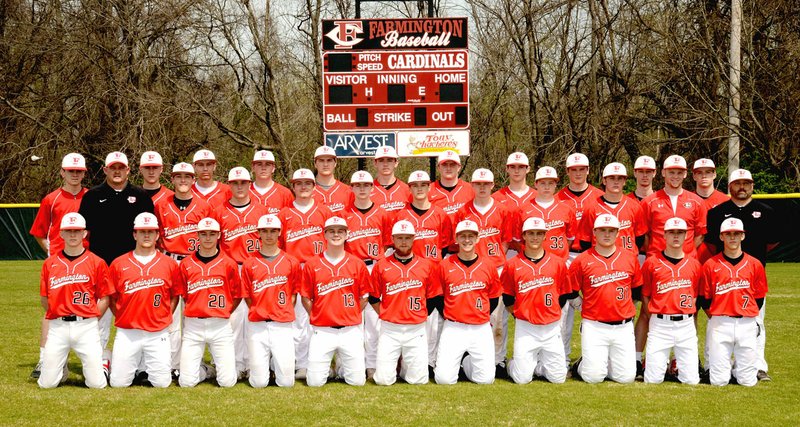 Photo courtesy of LifeTouch National Studios Six players from Farmington's 2018 baseball team that went 15-10 overall and 7-6 in league play were named to the 5A West All-Conference baseball team. The Cardinals coached by Jay Harper and Clint Scrivner placed third in the 5A West Conference tournament and advanced to the State 5A tournament at Harrison.