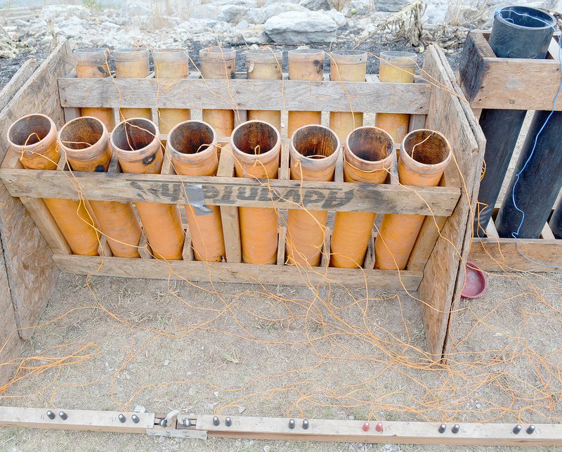 Keith Bryant/The Weekly Vista Mortar tubes sit ready to go with an electronic ignition system wired up.