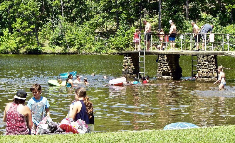 Lake Sylvia’s swim area is a popular summer spot. It’s part of Lake Sylvia Recreation Area in the Ouachita National Forest. All recreation areas and the campground in the forest have been shut down due to the spread of covid-19.