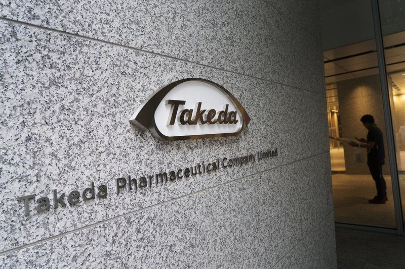 The Takeda Pharmaceutical Co. logo at the company's global headquarters in Tokyo on June 11, 2018. 
