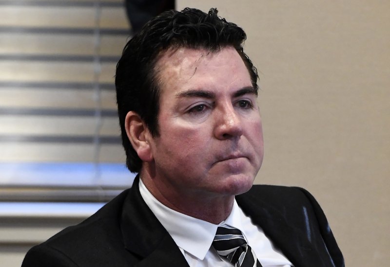 FILE - In this Wednesday, Oct. 18, 2017, file photo, Papa John's founder and CEO John Schnatter attends a meeting in Louisville, Ky.  (AP Photo/Timothy D. Easley, File)

