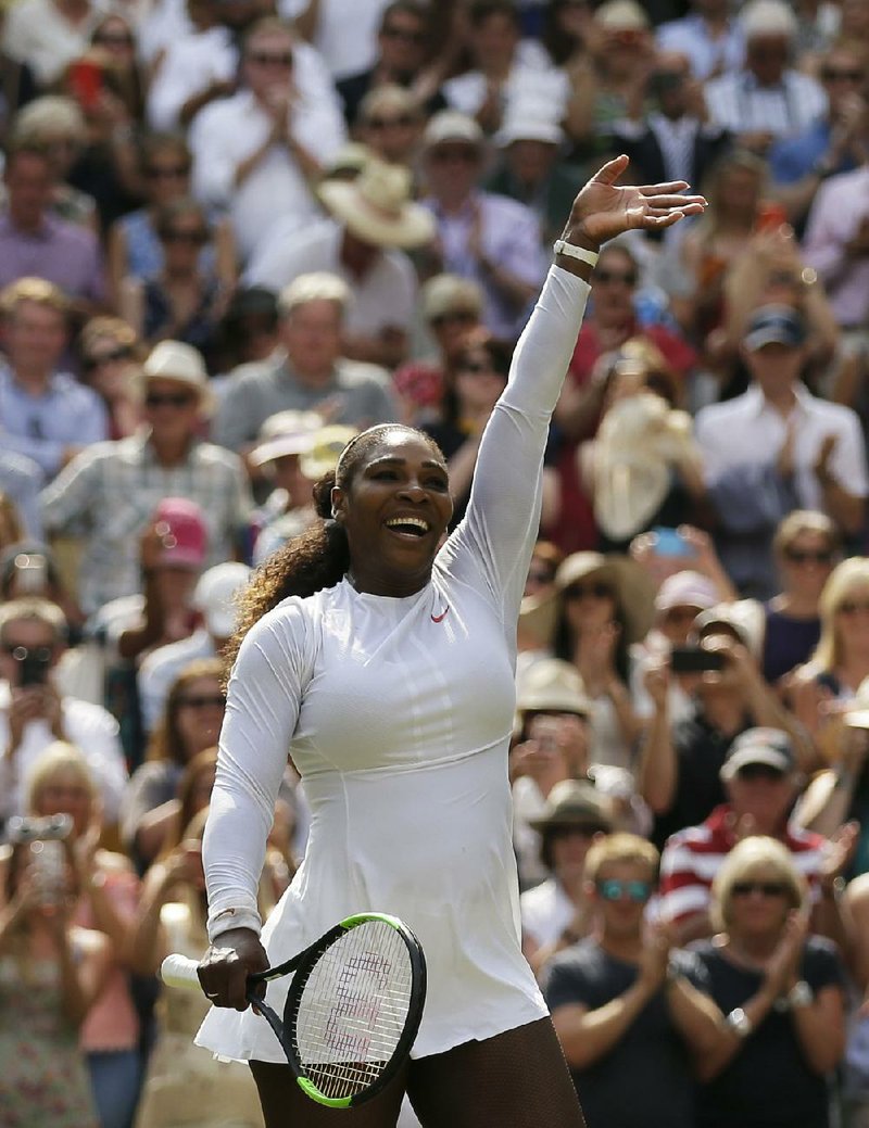 American Serena Williams took a 6-2, 6-4 semifinal victory over 13th-seeded Julia Goerges of Germany on Thursday. She will play in her 10th career Wimbledon final Saturday. 