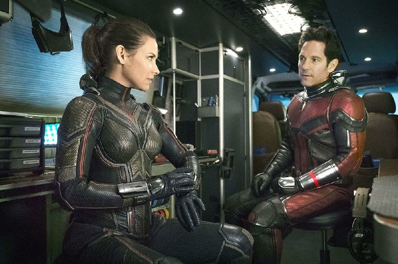 Evangeline Lilly plays the Wasp/Hope van Dyne and Paul Rudd play Ant-Man/Scott Lang in Marvel Studios’ Ant-Man and the Wasp. It came in first at last weekend’s box office and made about $76 million. 
