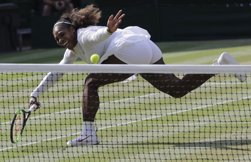 The Associated Press STILL A CONTENDER: Serena Williams returns the ball to Angelique Kerber during their women's singles final match Saturday at the Championships, Wimbledon in London. Kerber defeated Williams, 6-3, 6-3.