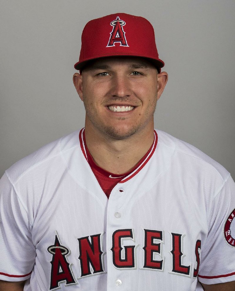This is a 2018 photo of Mike Trout of the Los Angeles Angels baseball team. 
