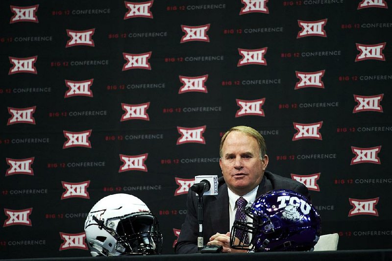 TCU football head coach Gary Patterson speaks during NCAA college football Big 12 media days in Frisco, Texas, Monday, July 16, 2018. 