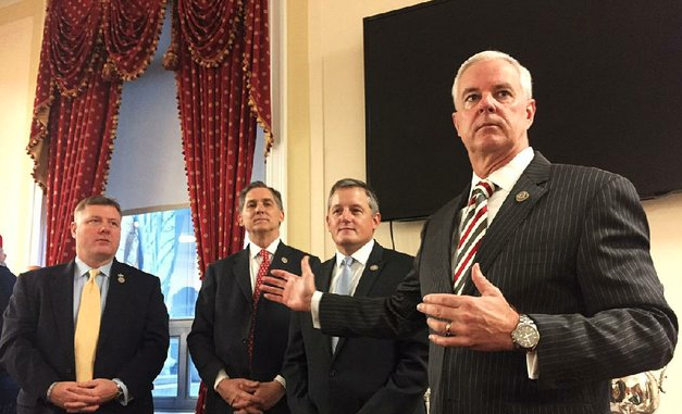 FILE — U.S. Rep. Steve Womack addresses Arkansans at a Capitol Hill breakfast alongside U.S. Reps (L-R) Rick Crawford, French Hill and Bruce Westerman in this 2016 file photo.

