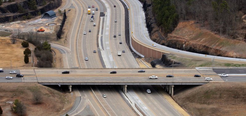 The I-430-Cantrell Road interchange is shown in this February 2018 file photo.