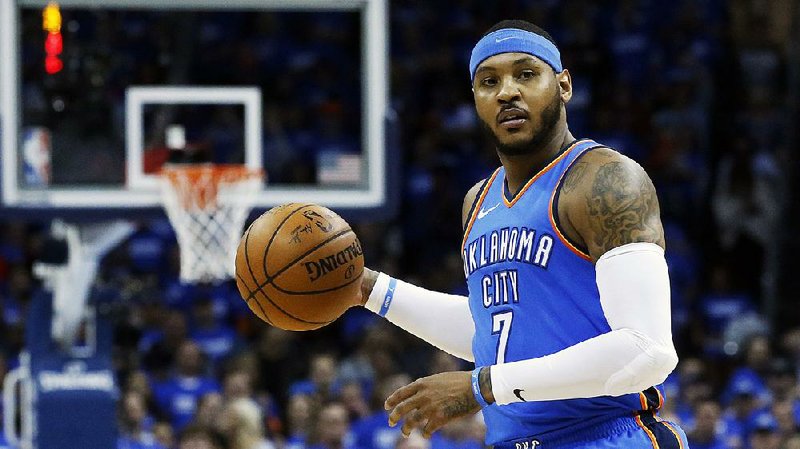 This is an April 25, 2018, file photo showing Carmelo Anthony (7). 