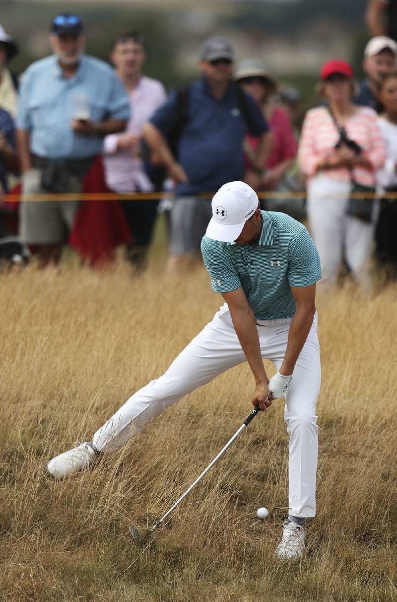 Jordan Spieth had two bogeys and a double bogey in the last four holes Thursday to finish with a 1-over-par 72 in the first round of the British Open.  
