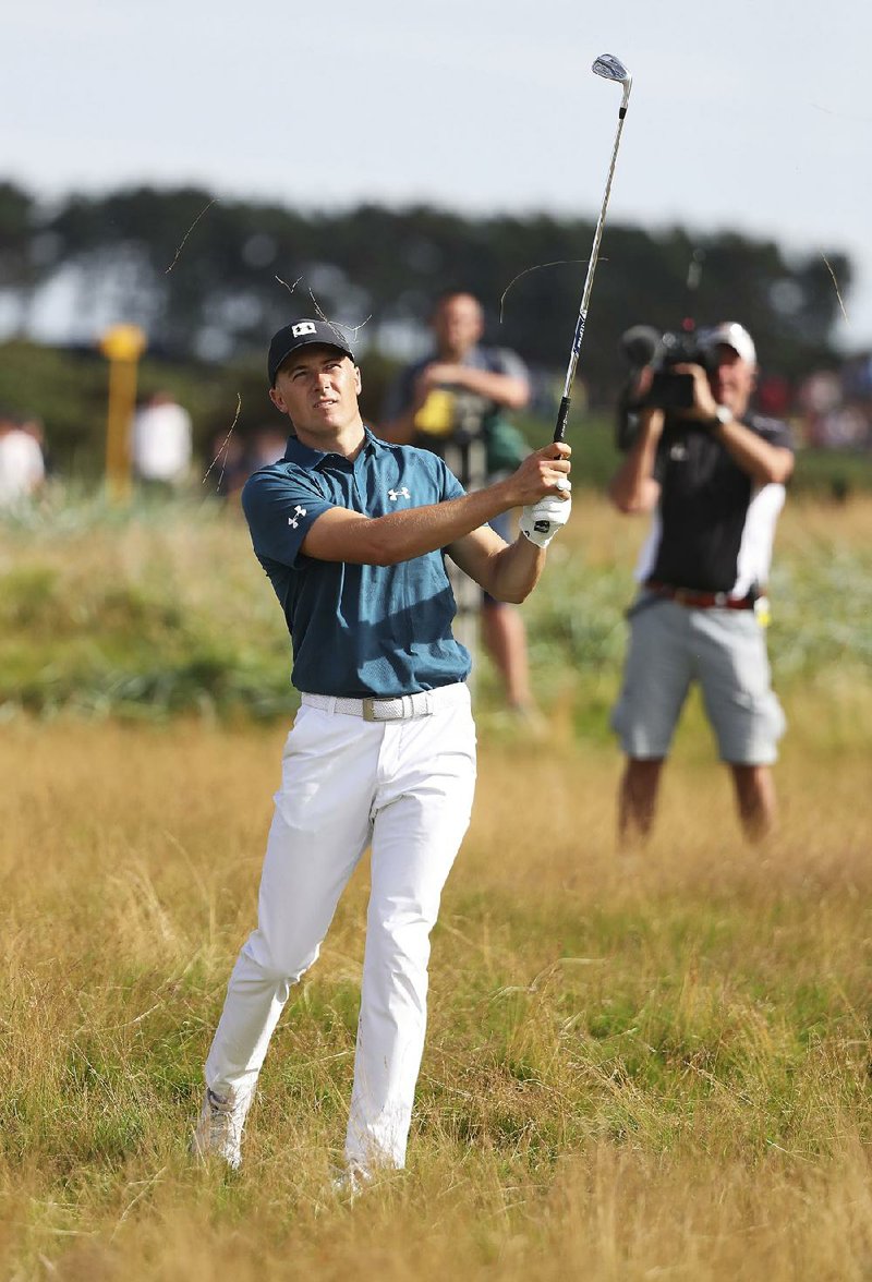 Jordan Spieth, who struggled to an opening-round 72 on Thursday, shot a 6-under 65 on Saturday and is tied for the lead with fellow Americans Kevin Kisner and Xander Schauffele entering today’s final round at the British Open in Carnoustie, Scotland. 