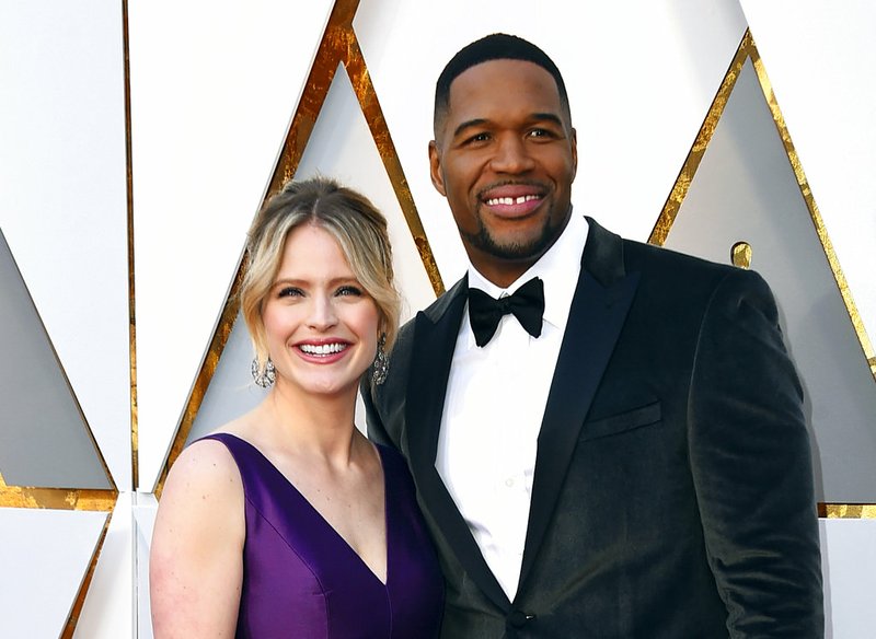 In this March 4, 2018, file photo, Sara Haines, left, and Michael Strahan arrive at the Oscars in Los Angeles.