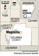 A map showing the location of Magnolia