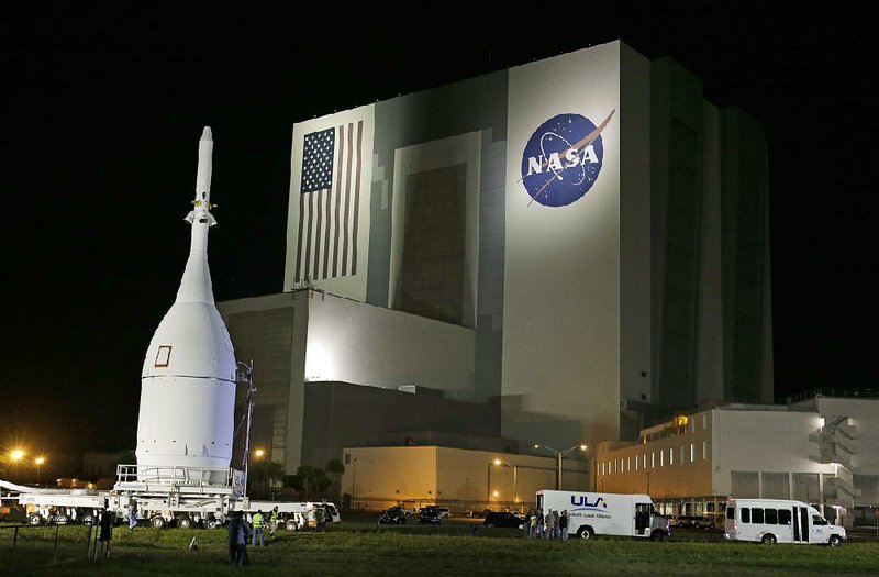 The Orion spacecraft sits at Cape Canaveral, Fla., in November 2014. Orion completed its successful test flight the next month. The White House displayed the crew capsule from the flight at a Monday event celebrating products made in the U.S. 